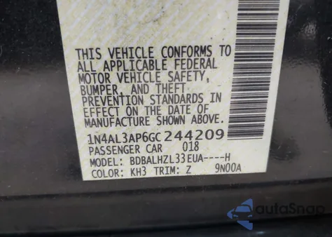 2016 Nissan Altima 2.5 Sr from USA, damaged, VIN 1N4AL3AP6GC244209